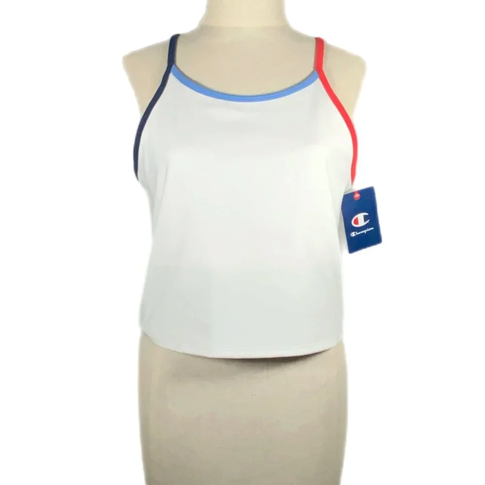 NWT Champion Soft Touch Longline Cropped Cami Shelf Bra XXL 2XL White Anti Odor - Picture 3 of 13